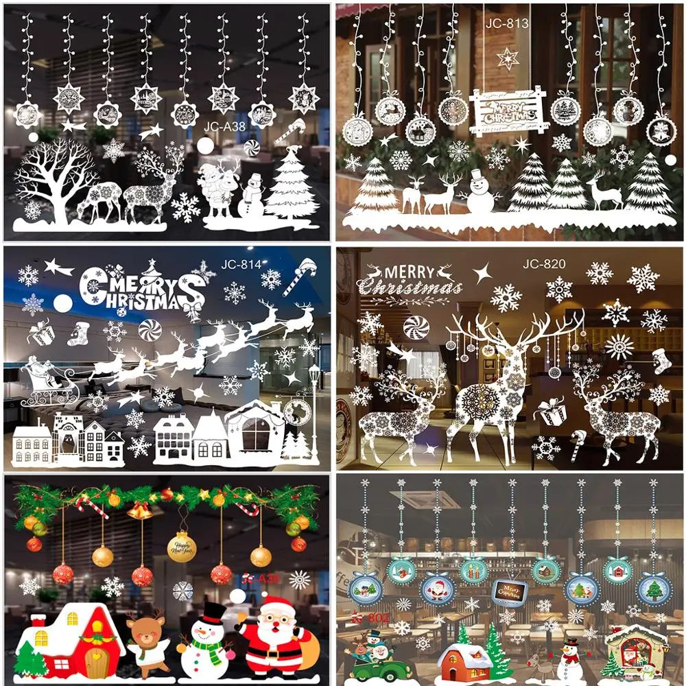 Christmas Wall and Window Stickers – Merry Christmas 2024 Home Decorations, Xmas Ornaments & New Year 2025 Décor