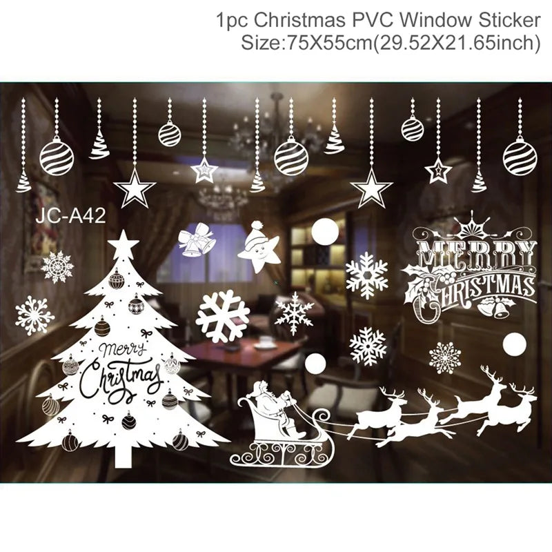 Christmas Wall and Window Stickers – Merry Christmas 2024 Home Decorations, Xmas Ornaments & New Year 2025 Décor