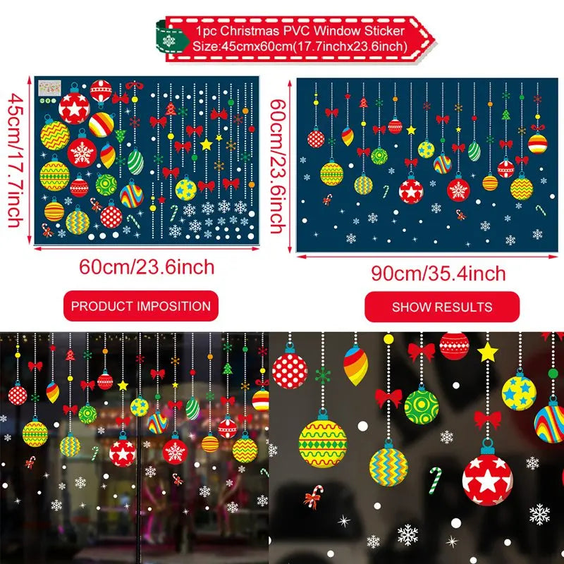 Christmas Wall and Window Stickers – Merry Christmas 2024 Home Decorations, Xmas Ornaments & New Year 2025 Décor