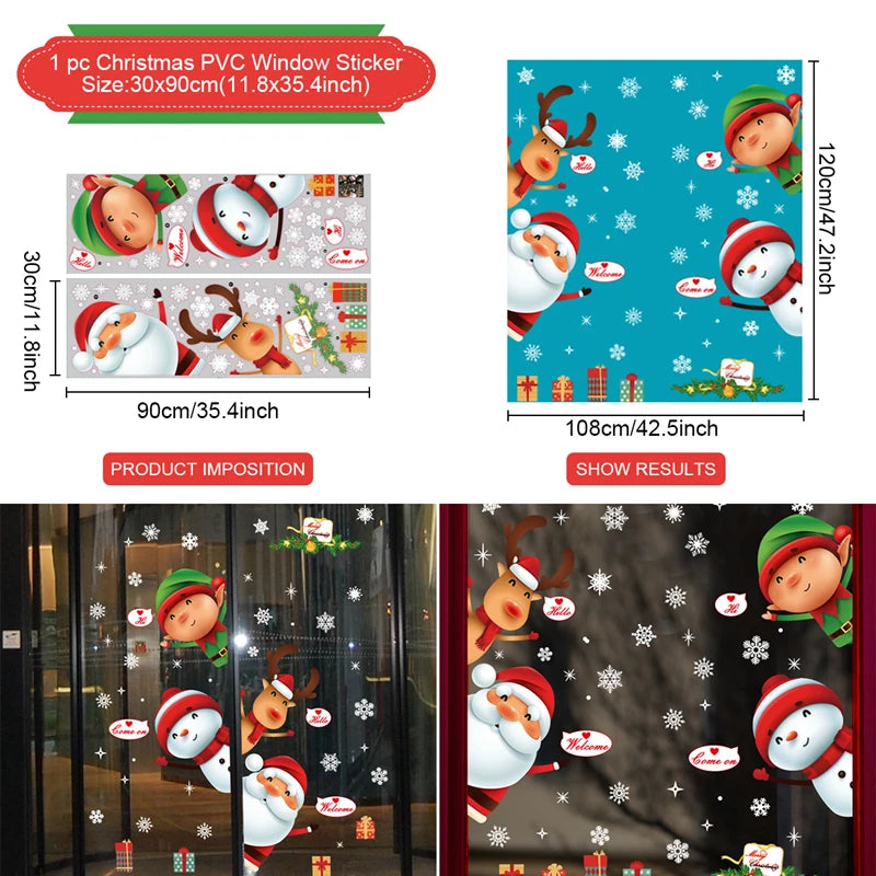 Christmas Wall and Window Stickers – Merry Christmas 2024 Home Decorations, Xmas Ornaments & New Year 2025 Décor