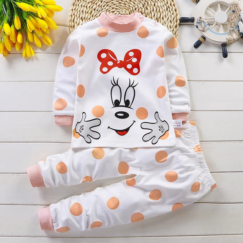 Kids Cotton Pajama Set – Soft Cartoon Long Sleeve Top & Pants for Boys and Girls, Autumn Winter Sleepwear Outfit