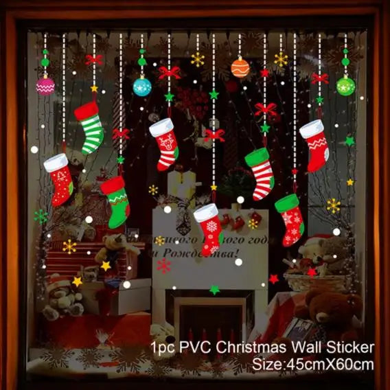 Christmas Wall and Window Stickers – Merry Christmas 2024 Home Decorations, Xmas Ornaments & New Year 2025 Décor