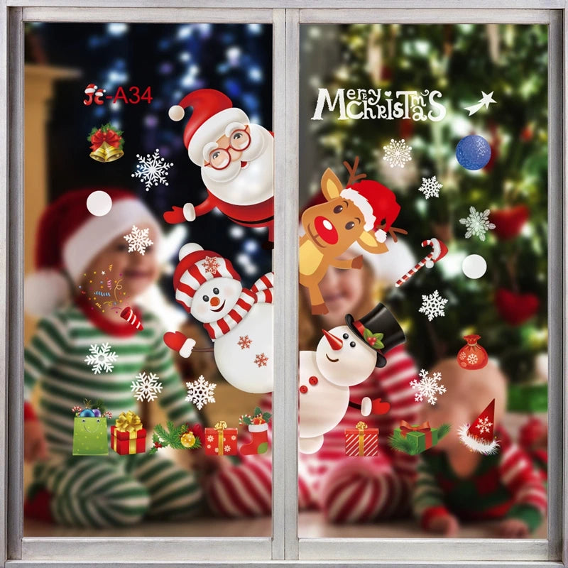 Christmas Wall and Window Stickers – Merry Christmas 2024 Home Decorations, Xmas Ornaments & New Year 2025 Décor