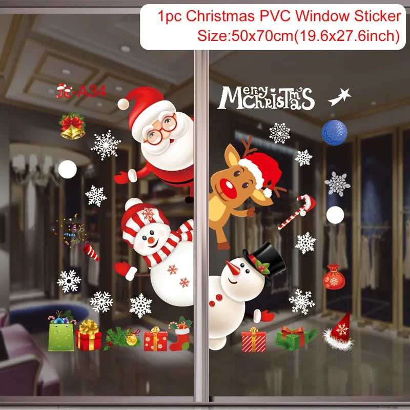 Christmas Wall and Window Stickers – Merry Christmas 2024 Home Decorations, Xmas Ornaments & New Year 2025 Décor