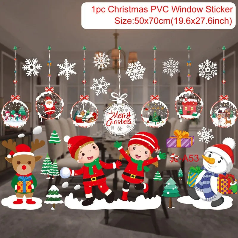 Christmas Wall and Window Stickers – Merry Christmas 2024 Home Decorations, Xmas Ornaments & New Year 2025 Décor