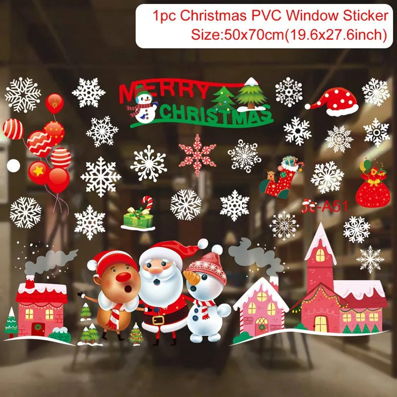 Christmas Wall and Window Stickers – Merry Christmas 2024 Home Decorations, Xmas Ornaments & New Year 2025 Décor