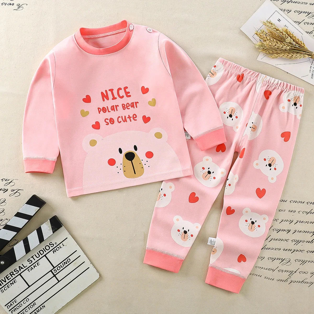 Kids Cotton Pajama Set – Soft Cartoon Long Sleeve Top & Pants for Boys and Girls, Autumn Winter Sleepwear Outfit