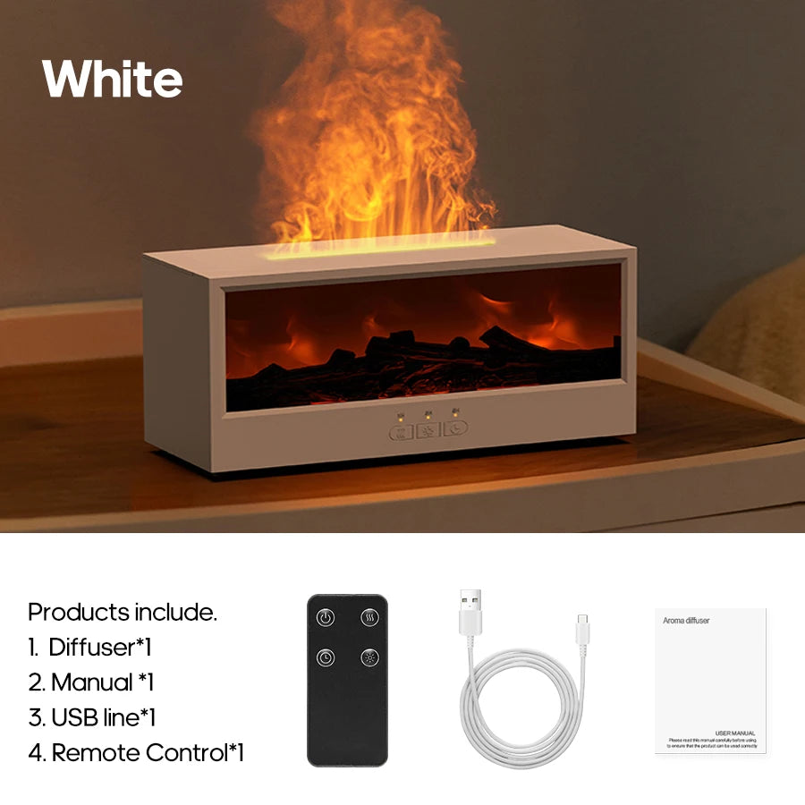 Fireplace Flame Aroma Diffuser – Essential Oil Humidifier with Remote & Colorful Ambient Lights (150ml)