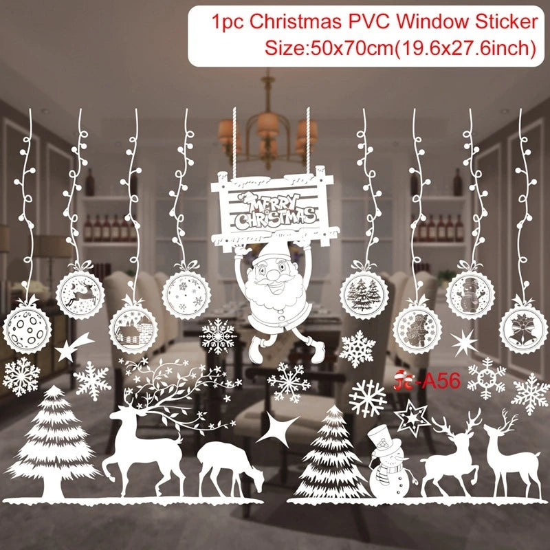 Christmas Wall and Window Stickers – Merry Christmas 2024 Home Decorations, Xmas Ornaments & New Year 2025 Décor