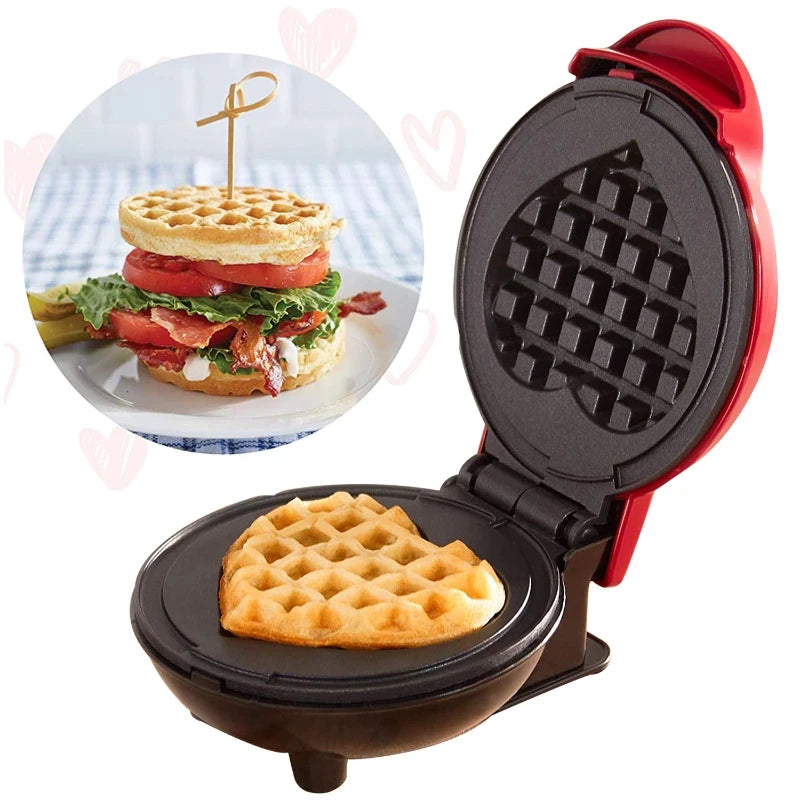 Mini Bubble Waffle Maker – Heart-Shaped Breakfast & Snack Machine for Kids, Parties & Fun Treats (350W)