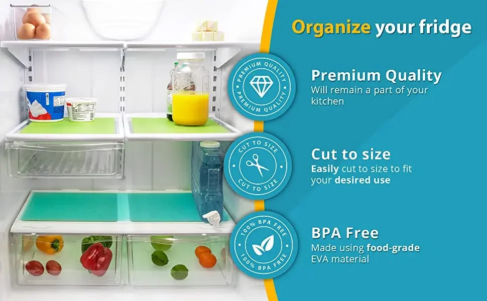 Washable Refrigerator Shelf Liners – Waterproof, Anti-Slip, Cut-to-Fit Fridge Mats (5/3/1 Pack)