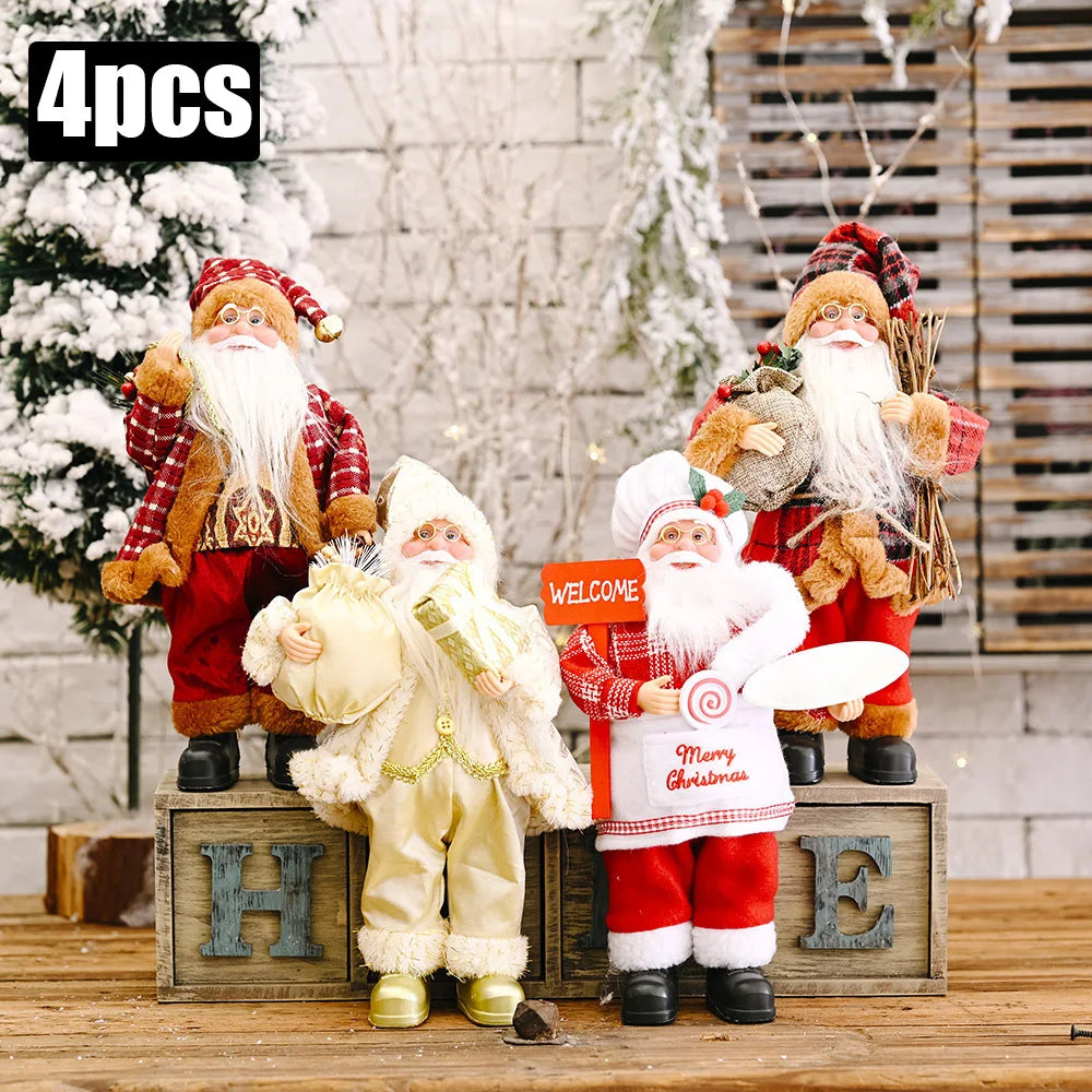 Santa Claus Plush Doll Christmas Decorations – 1–4PCS 30cm Festive Plush Ornaments for Home, Party & New Year 2025 Décor