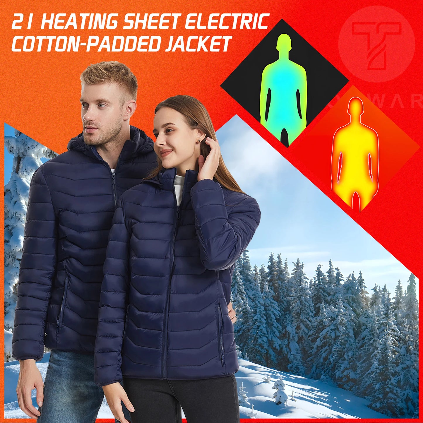 TODWARM 21-Zone Heated Jacket – USB Electric Heating Motorcycle and Winter Jacket for Men and Women | Thermal Graphene Coat