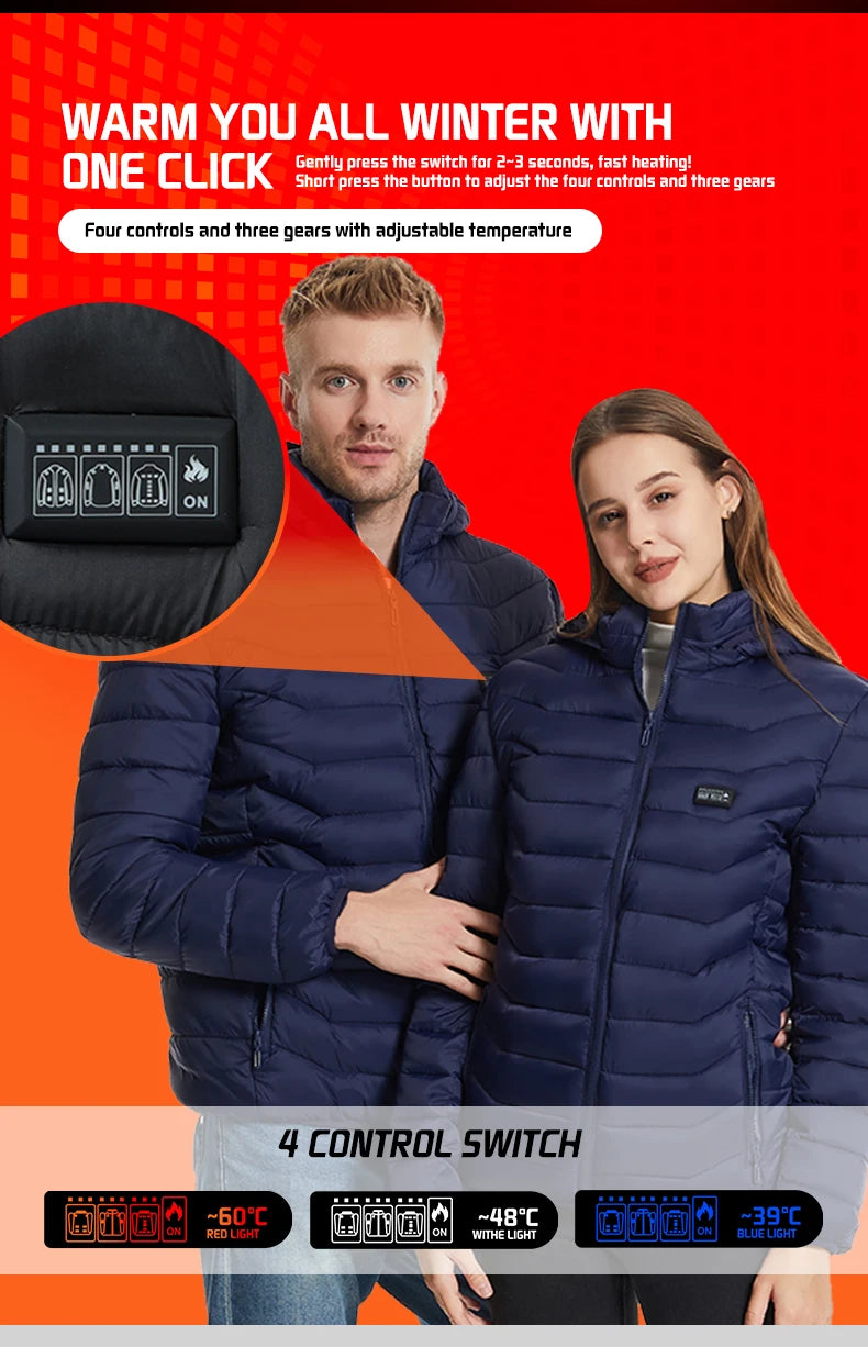 TODWARM 21-Zone Heated Jacket – USB Electric Heating Motorcycle and Winter Jacket for Men and Women | Thermal Graphene Coat