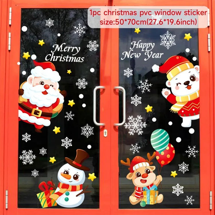 Christmas Wall and Window Stickers – Merry Christmas 2024 Home Decorations, Xmas Ornaments & New Year 2025 Décor