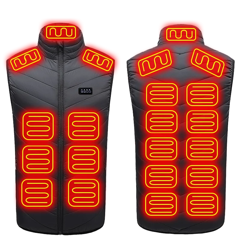 21-Zone Heated Vest – USB Electric Heating Jacket for Men and Women | Graphene Thermal Coat for Winter, Camping and Outdoor Sports