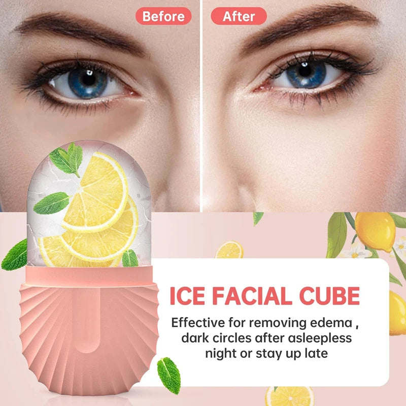 Silicone Ice Face Roller – Reusable Ice Cube Facial Massager for Puffiness, Pore Tightening & Glowing Skin