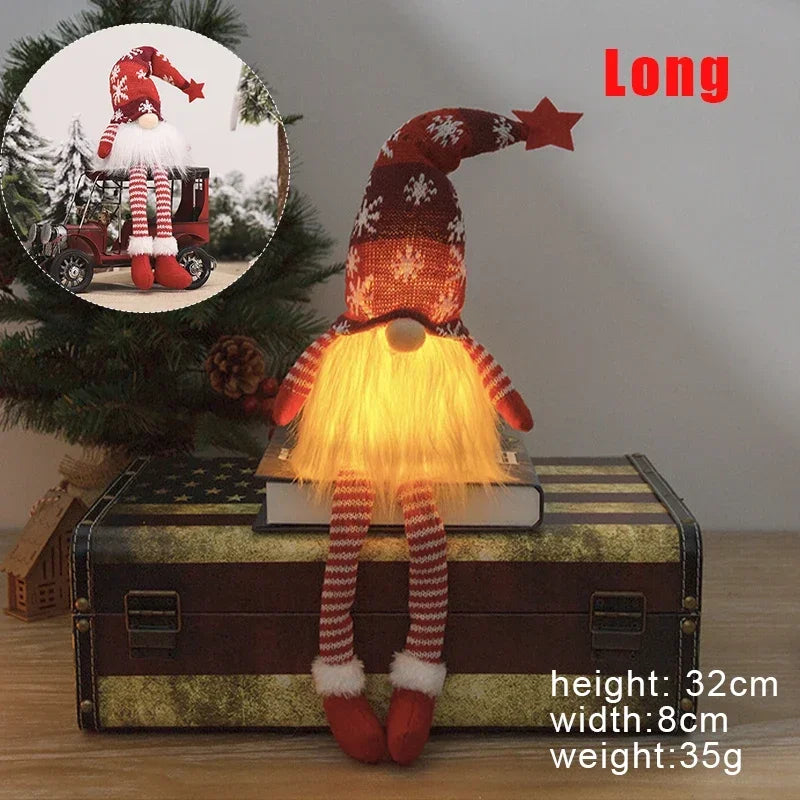 Christmas LED Faceless Gnome Doll – Plush Knitted Ornament Decoration for Home, Tree, and Holiday Gifts