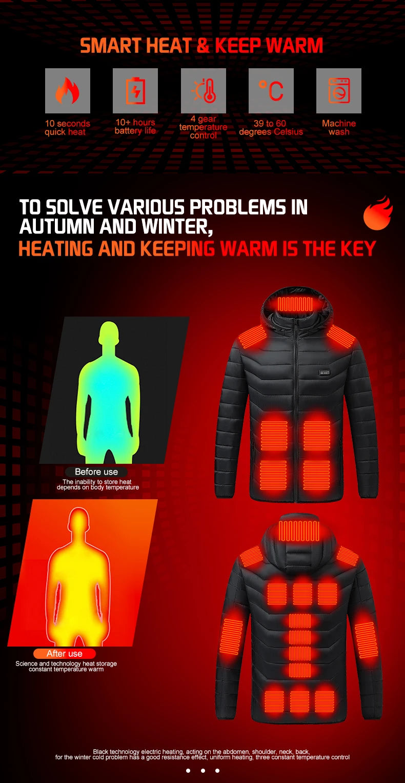 TODWARM 21-Zone Heated Jacket – USB Electric Heating Motorcycle and Winter Jacket for Men and Women | Thermal Graphene Coat