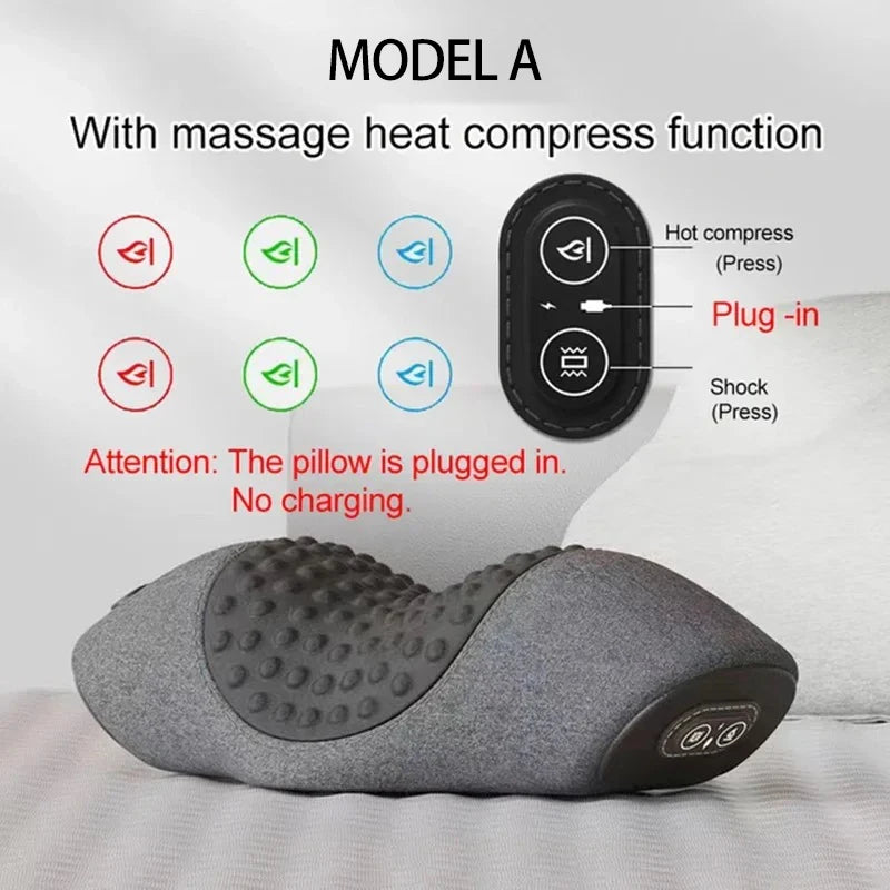 Electric Neck Massager Pillow – Cervical Traction, Hot Compress & Vibration Therapy for Neck, Shoulder and Back Relief