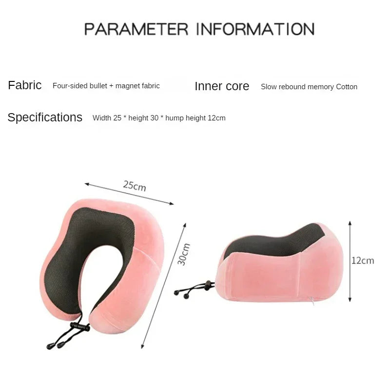 U-Shaped Memory Foam Travel Pillow – Soft Massage Neck Support Cushion for Airplane, Sleep, and Cervical Comfort
