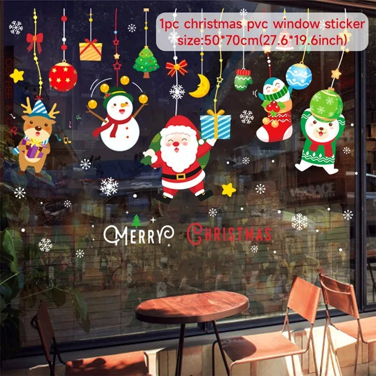 Christmas Wall and Window Stickers – Merry Christmas 2024 Home Decorations, Xmas Ornaments & New Year 2025 Décor