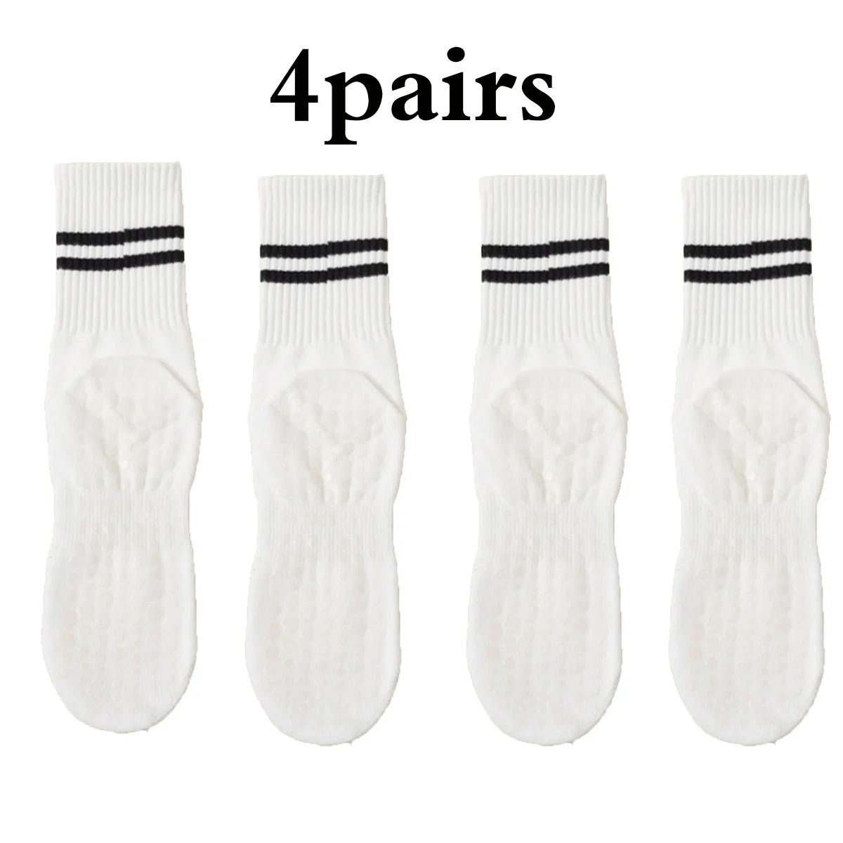 Premium Non-Slip Pilates Socks for Women – 4 Pairs | Yoga, Barre & Workout Grip Socks
