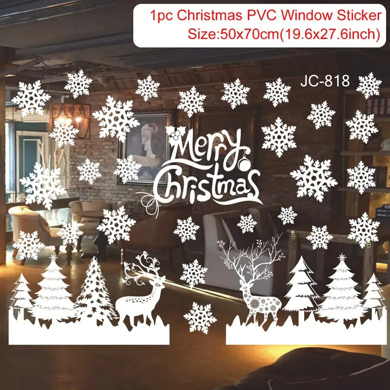 Christmas Wall and Window Stickers – Merry Christmas 2024 Home Decorations, Xmas Ornaments & New Year 2025 Décor