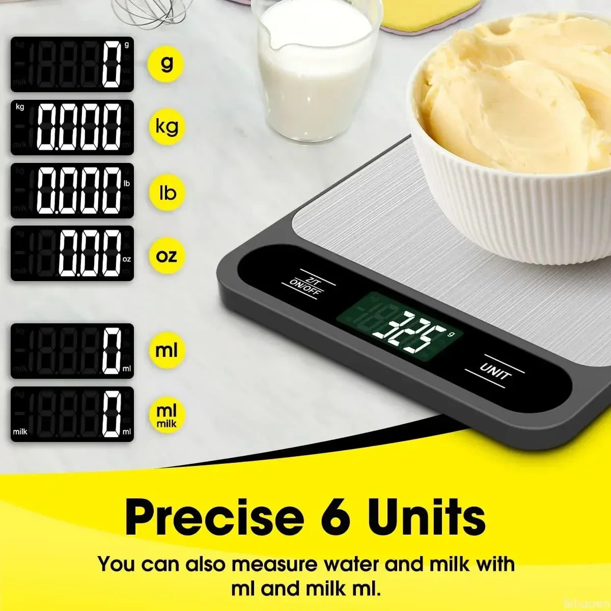 Digital Kitchen Scale 10kg/1g – Waterproof Food & Coffee Scale with Smart LED Display