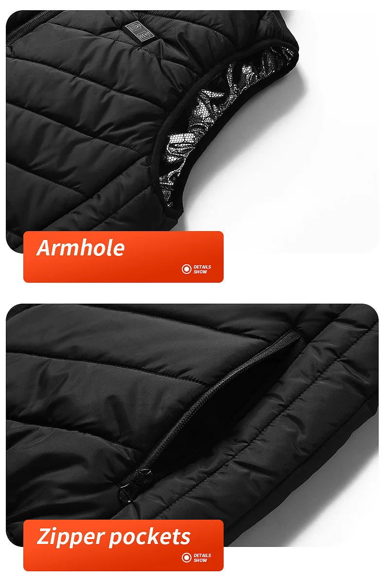 21-Zone Heated Vest – USB Electric Heating Jacket for Men and Women | Graphene Thermal Coat for Winter, Camping and Outdoor Sports