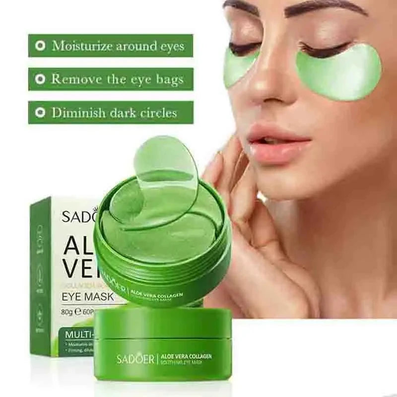 Aloe Vera Collagen Eye Mask – 60pcs Under Eye Patches for Dark Circles, Puffiness, and Moisturizing Skincare