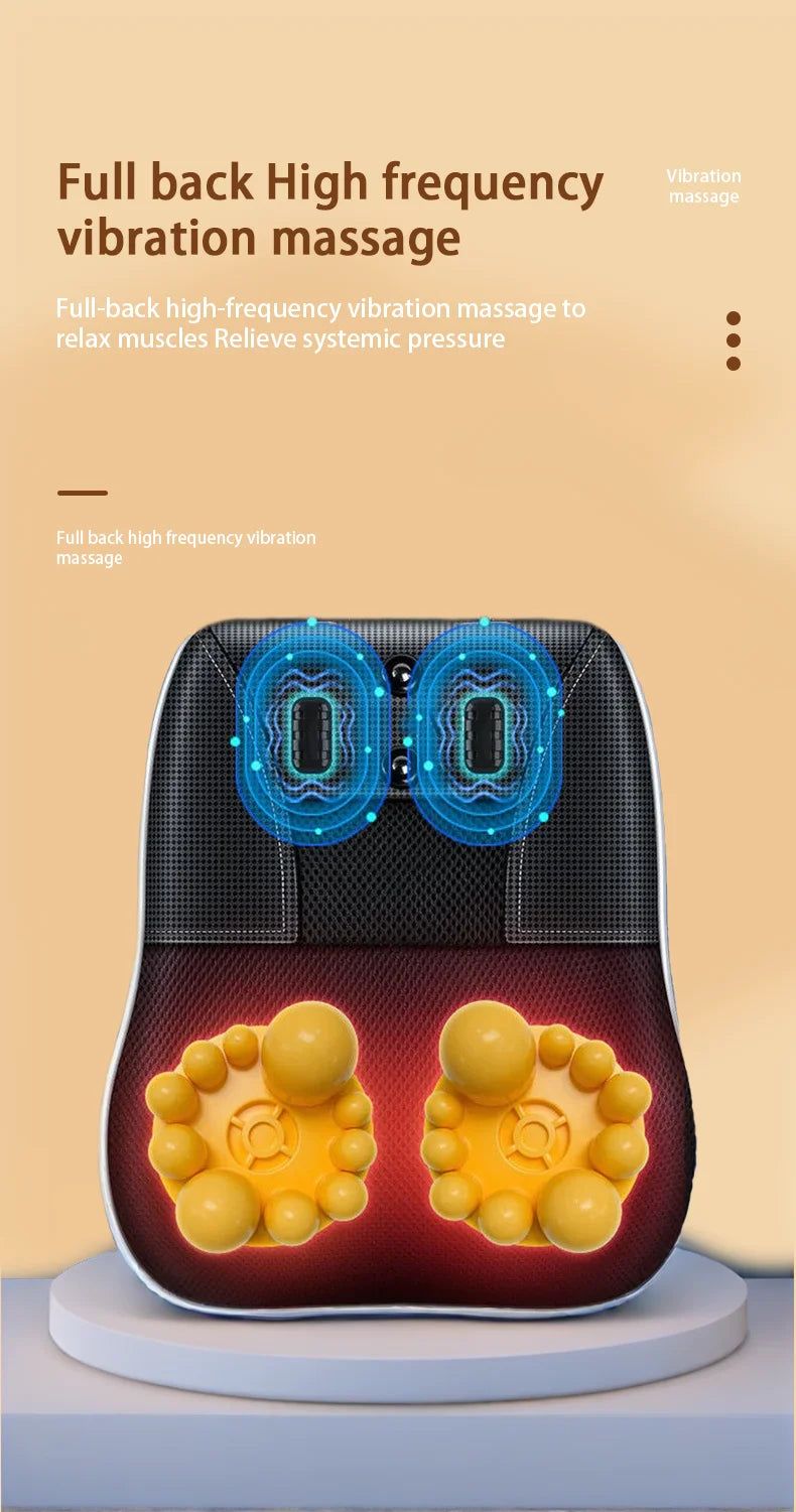 Electric Shiatsu Neck & Back Massager Pillow – Heated Cervical Traction & Vibration Relief for Home, Office & Car