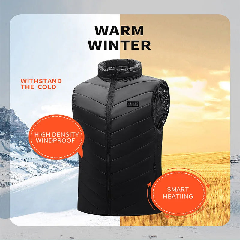 21-Zone Heated Vest – USB Electric Heating Jacket for Men and Women | Graphene Thermal Coat for Winter, Camping and Outdoor Sports