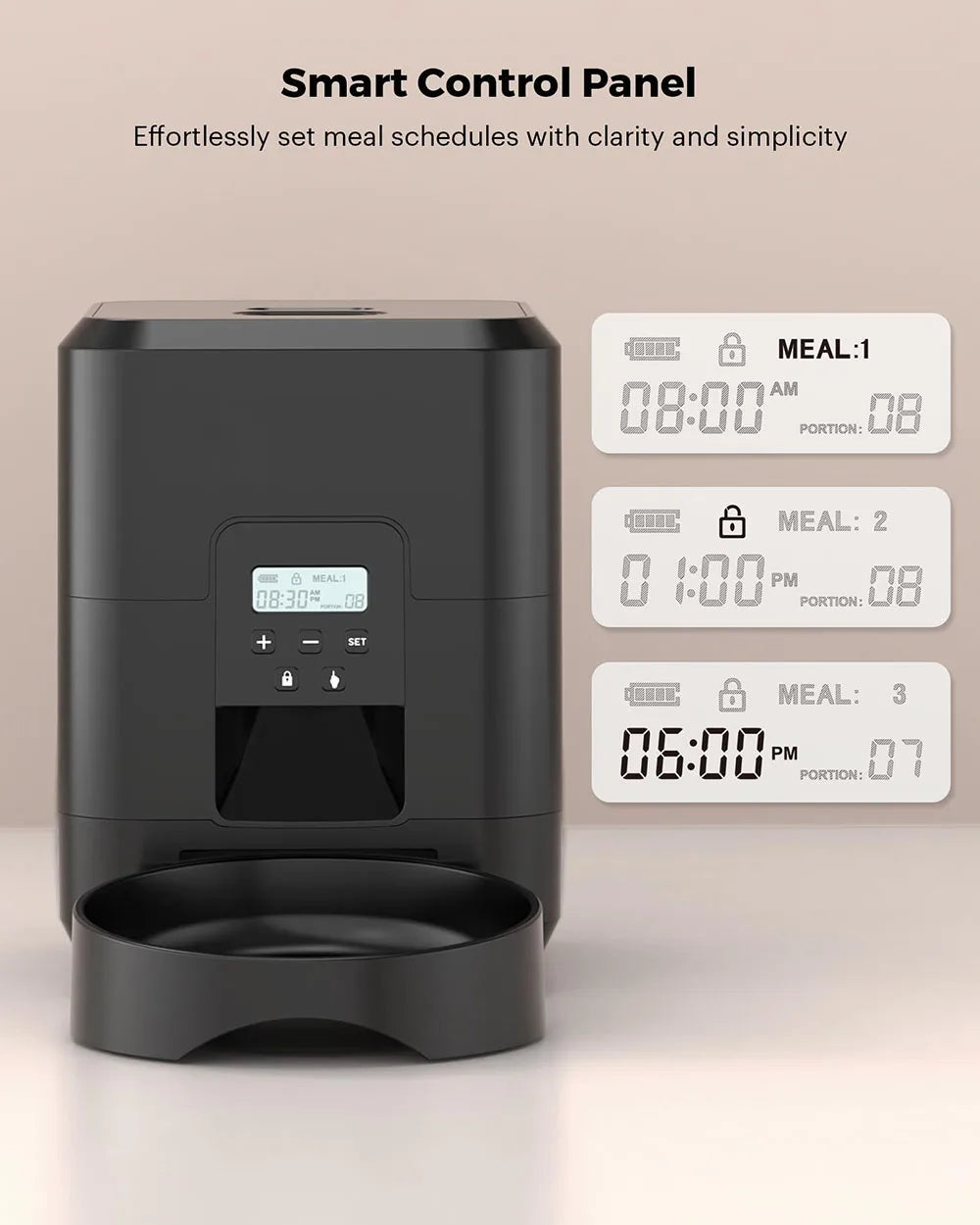 Smart Automatic Pet Feeder – Timed Cat & Dog Food Dispenser with Portion Control and LCD Display