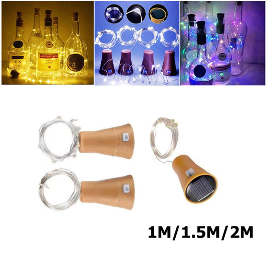 Solar Wine Bottle Fairy Lights – 10 LED Copper Wire String Lights with Cork Design for Christmas, Weddings & Home Décor