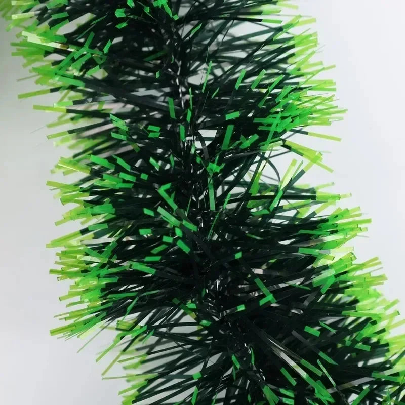 2M Christmas Ribbon Garland – Green PVC Tinsel Cane Ribbon for Tree, Wreath, and Home Holiday Decorations