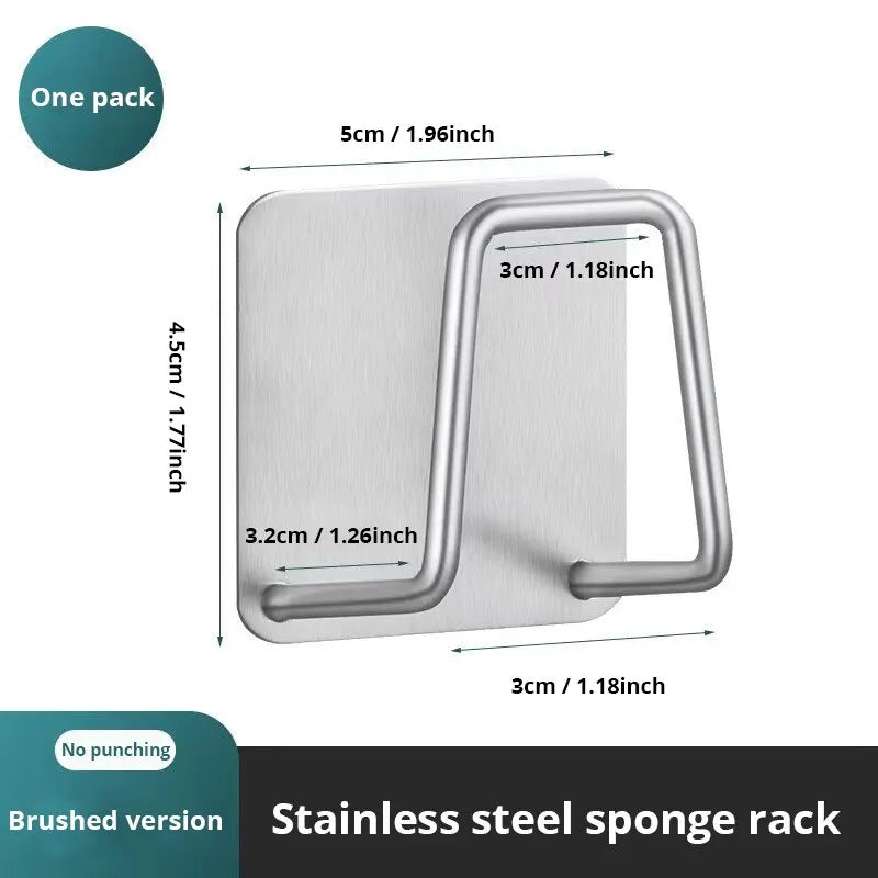 Stainless Steel Sink Sponge Rack with Suction Cup – Compact Draining Holder for Sponges and Scrubbers