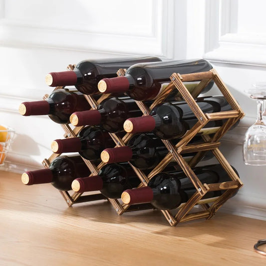 Wooden Wine Rack Display Stand – 3/10 Bottle Countertop Wine Holder and Kitchen Storage Organizer
