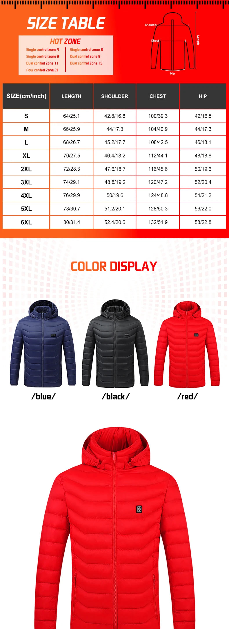 TODWARM 21-Zone Heated Jacket – USB Electric Heating Motorcycle and Winter Jacket for Men and Women | Thermal Graphene Coat
