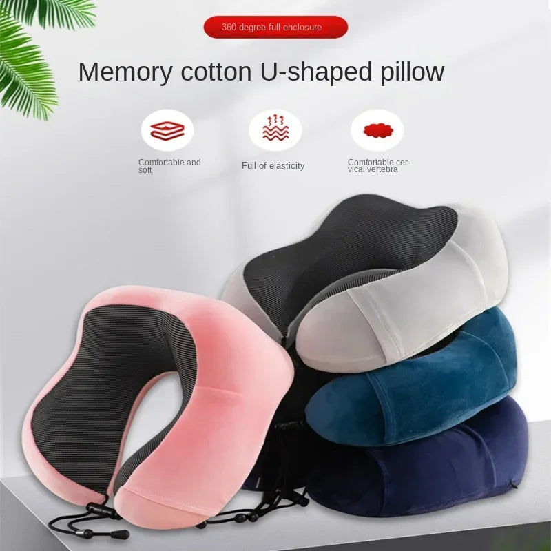U-Shaped Memory Foam Travel Pillow – Soft Massage Neck Support Cushion for Airplane, Sleep, and Cervical Comfort