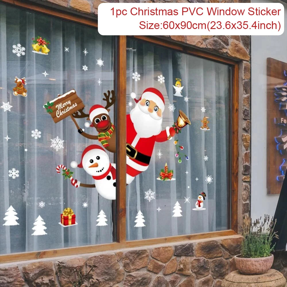 Christmas Wall and Window Stickers – Merry Christmas 2024 Home Decorations, Xmas Ornaments & New Year 2025 Décor