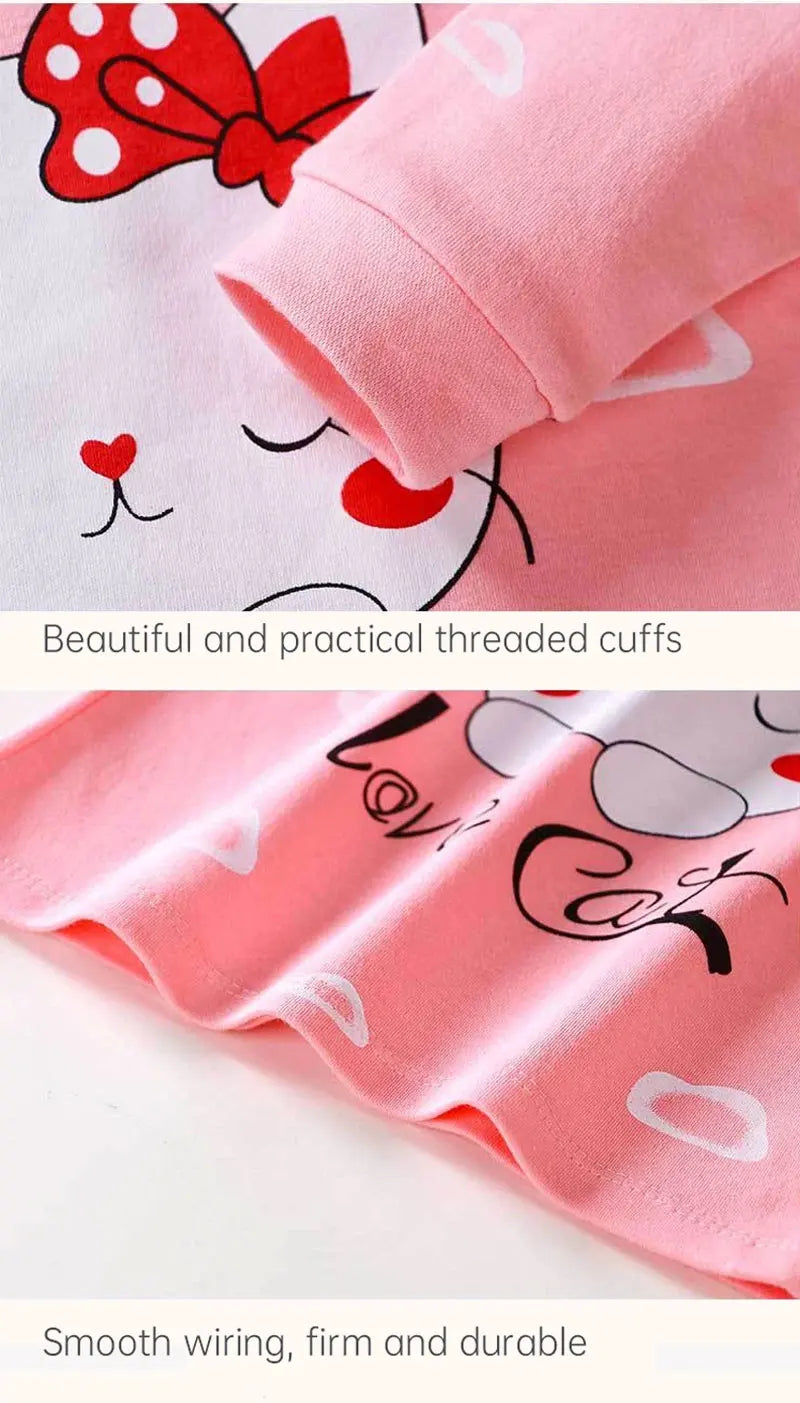 Kids Cotton Pajama Set – Soft Cartoon Long Sleeve Top & Pants for Boys and Girls, Autumn Winter Sleepwear Outfit