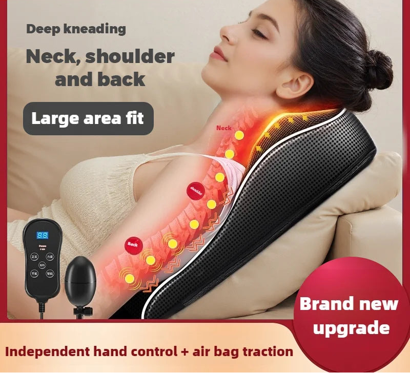 Electric Shiatsu Neck & Back Massager Pillow – Heated Cervical Traction & Vibration Relief for Home, Office & Car