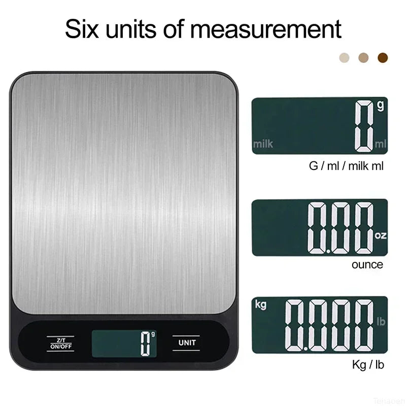 Digital Kitchen Scale 10kg/1g – Waterproof Food & Coffee Scale with Smart LED Display