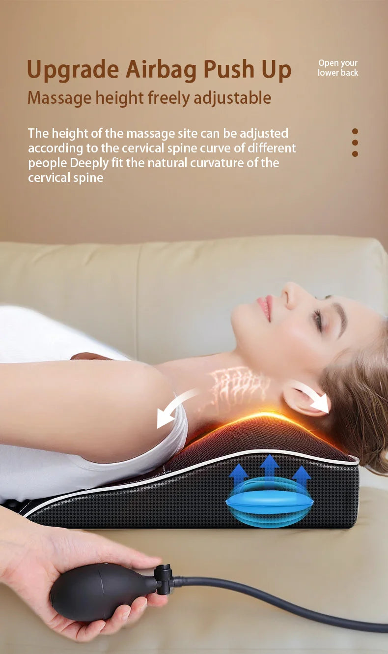 Electric Shiatsu Neck & Back Massager Pillow – Heated Cervical Traction & Vibration Relief for Home, Office & Car