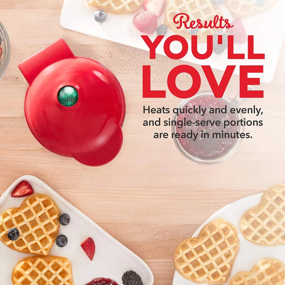 Mini Bubble Waffle Maker – Heart-Shaped Breakfast & Snack Machine for Kids, Parties & Fun Treats (350W)