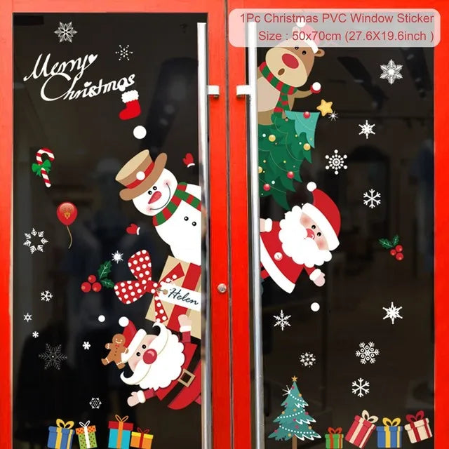 Christmas Wall and Window Stickers – Merry Christmas 2024 Home Decorations, Xmas Ornaments & New Year 2025 Décor
