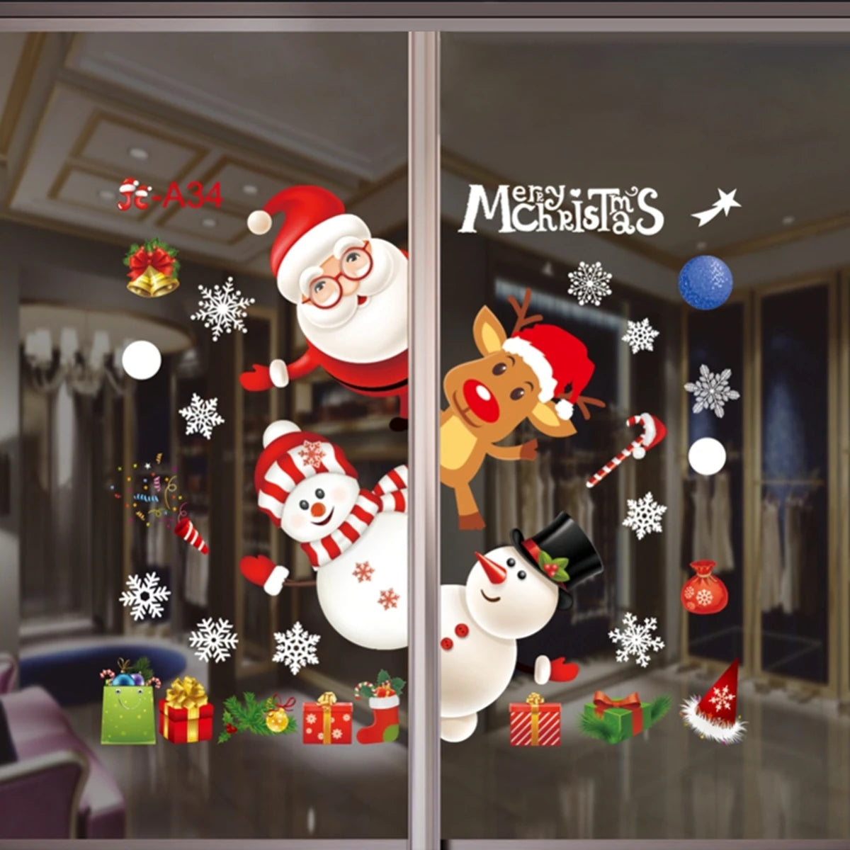 Christmas Wall and Window Stickers – Merry Christmas 2024 Home Decorations, Xmas Ornaments & New Year 2025 Décor