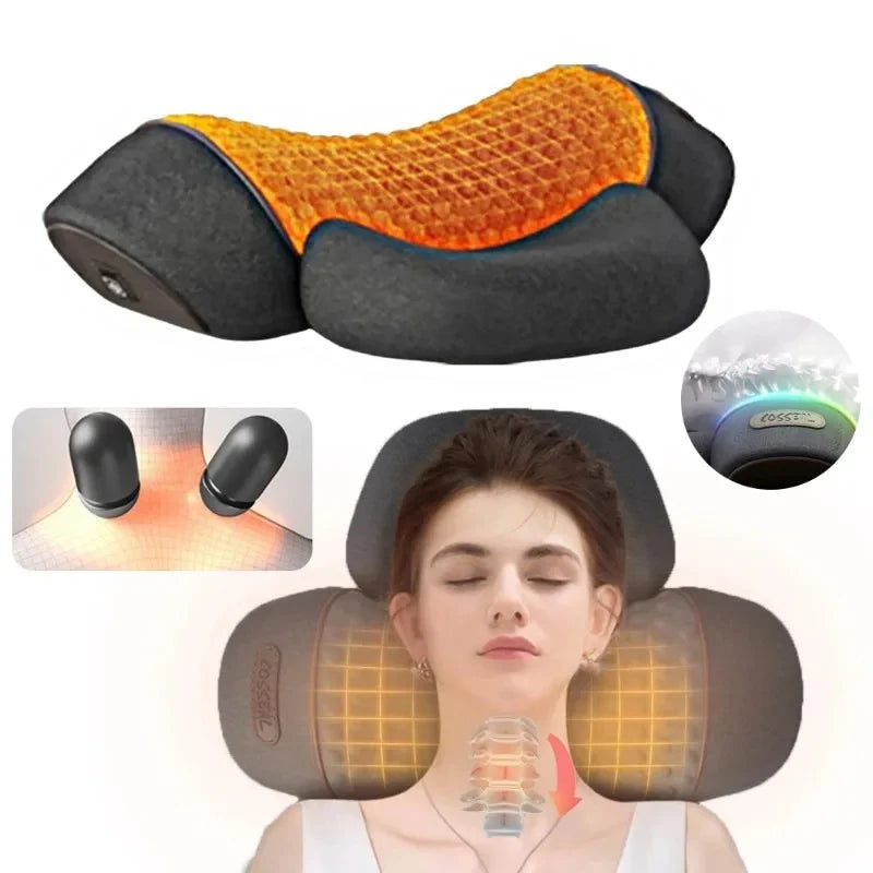 Electric Neck Massager Pillow – Cervical Traction, Hot Compress & Vibration Therapy for Neck, Shoulder and Back Relief