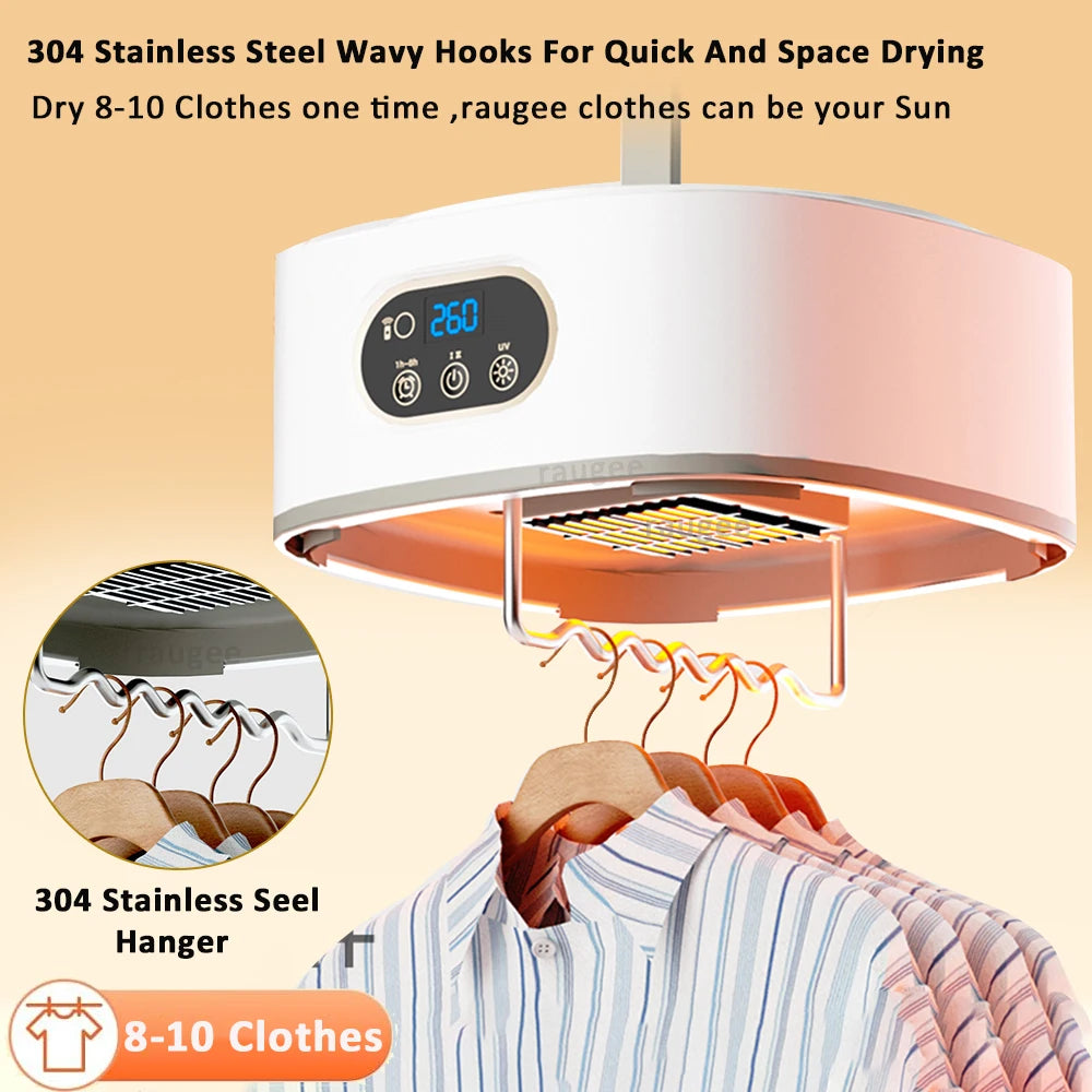Portable Foldable Electric Clothes Dryer – Smart Timed Warm Air Laundry Dryer with Remote Control